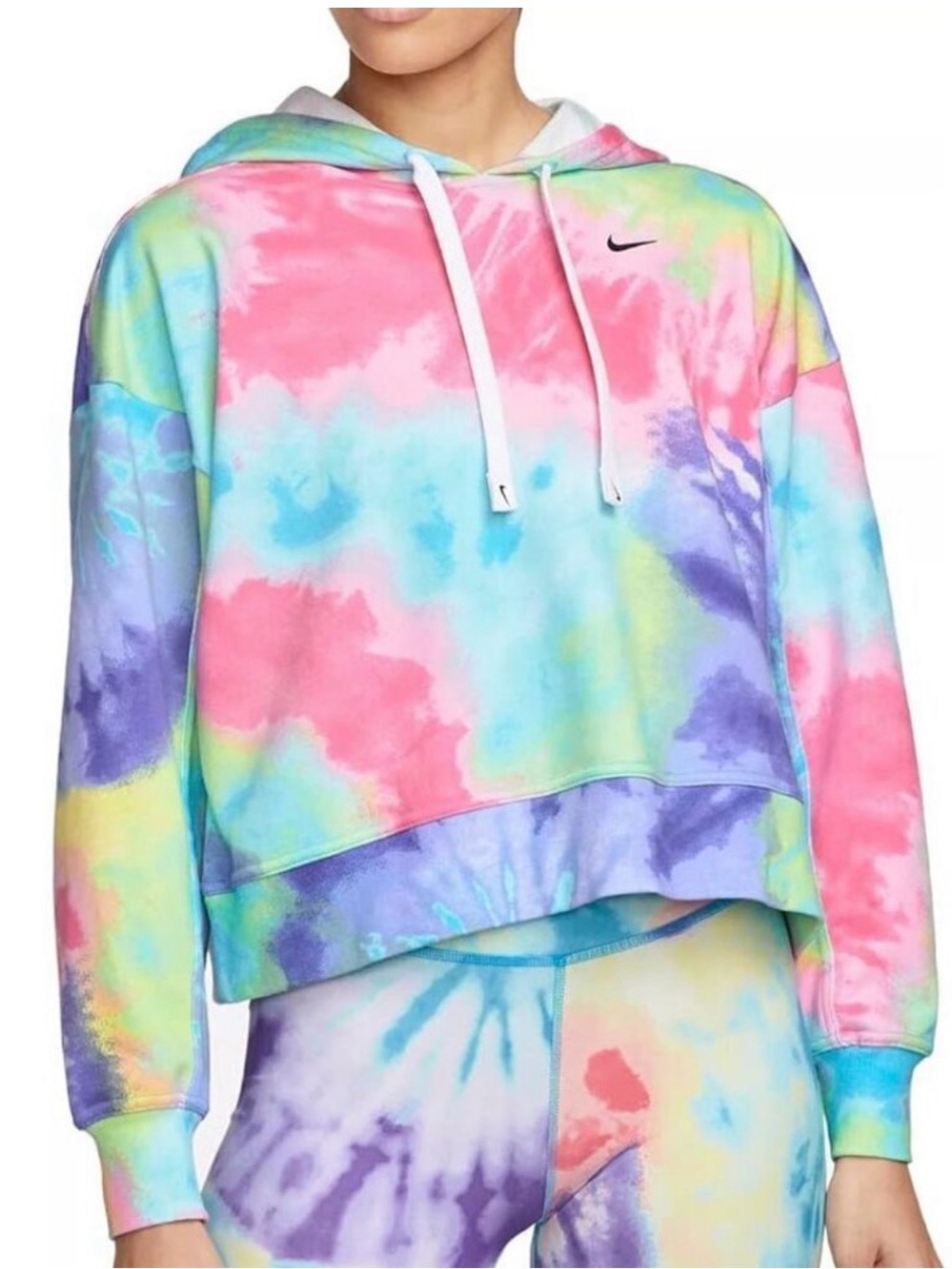 Nike neon  Tie-Dye Cropped Hoodie - Pink, Blue, Purple, Yellow, Green size m